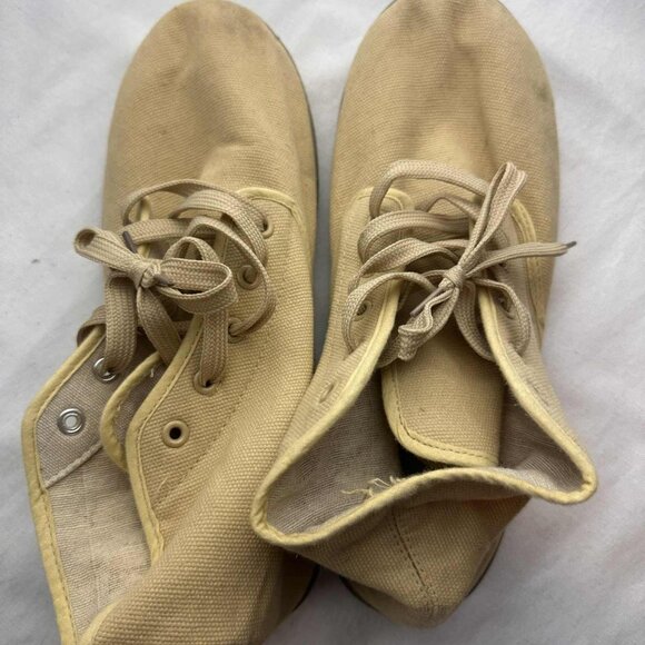 Zig-Zag Beige Canvas Lace-Up Shoes Men’s 10 - Picture 2 of 6